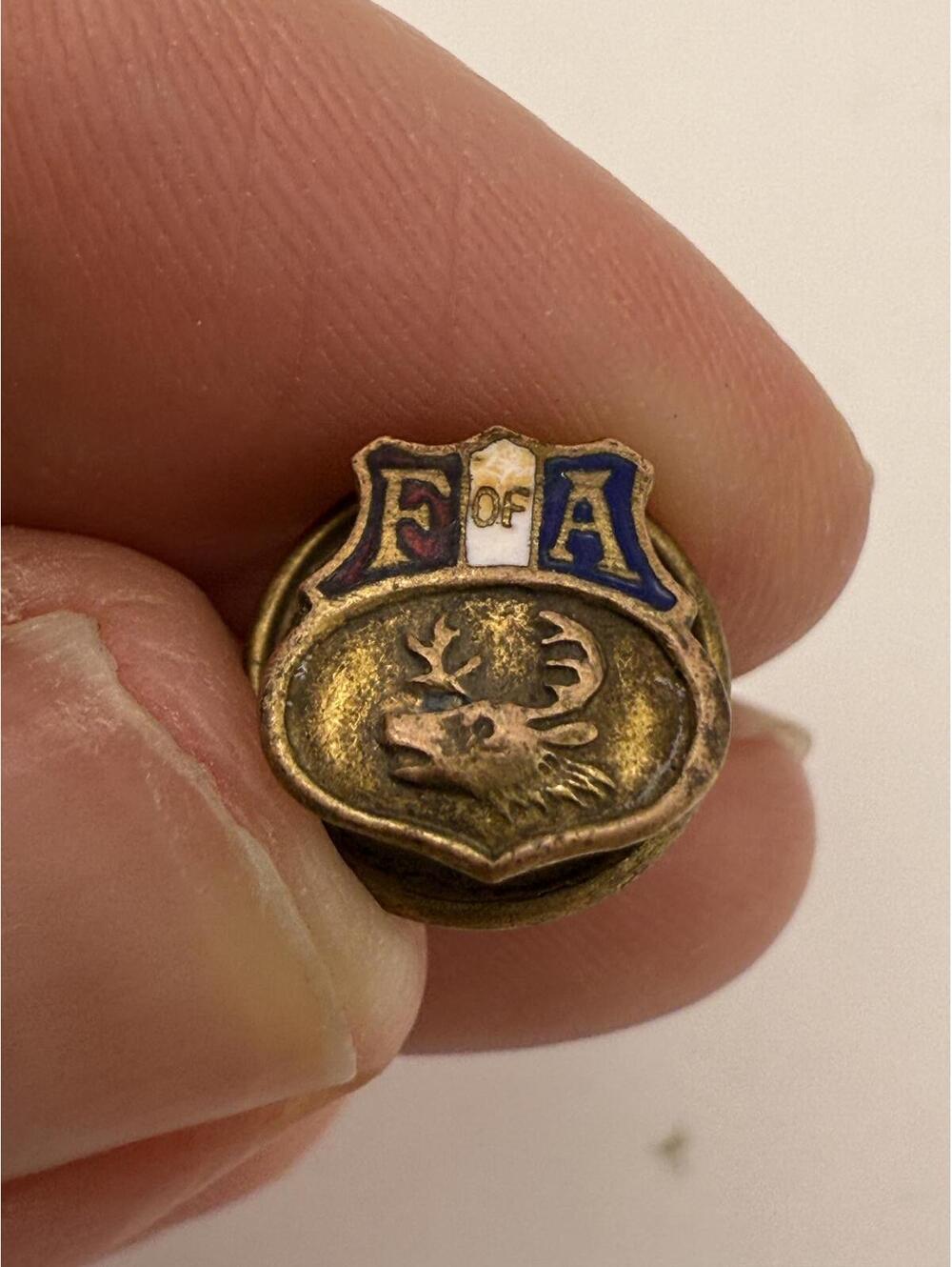 Antique Vintage Foresters F of A Elk Head Pin Badge